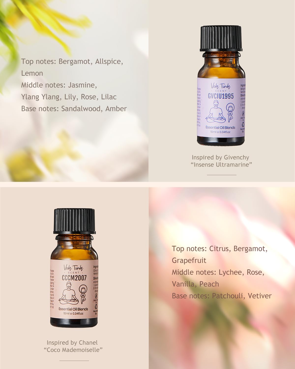 VTS Waterless Diffuser with Classic Perfume Scent Essential Oils Set, Perfume Collection - AB Mystery