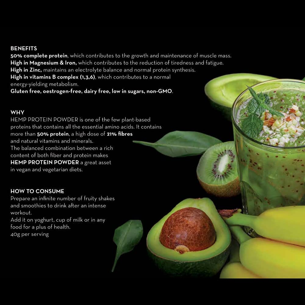 Canah® Natural Hemp Protein Powder 1 kg Vegan, High in Protein, Fibre, Omega 3 & Omega 6, Amino Acids, Vitamins and Minerals, Certified Kosher + Free Bonus Recipes Hemp Essentials