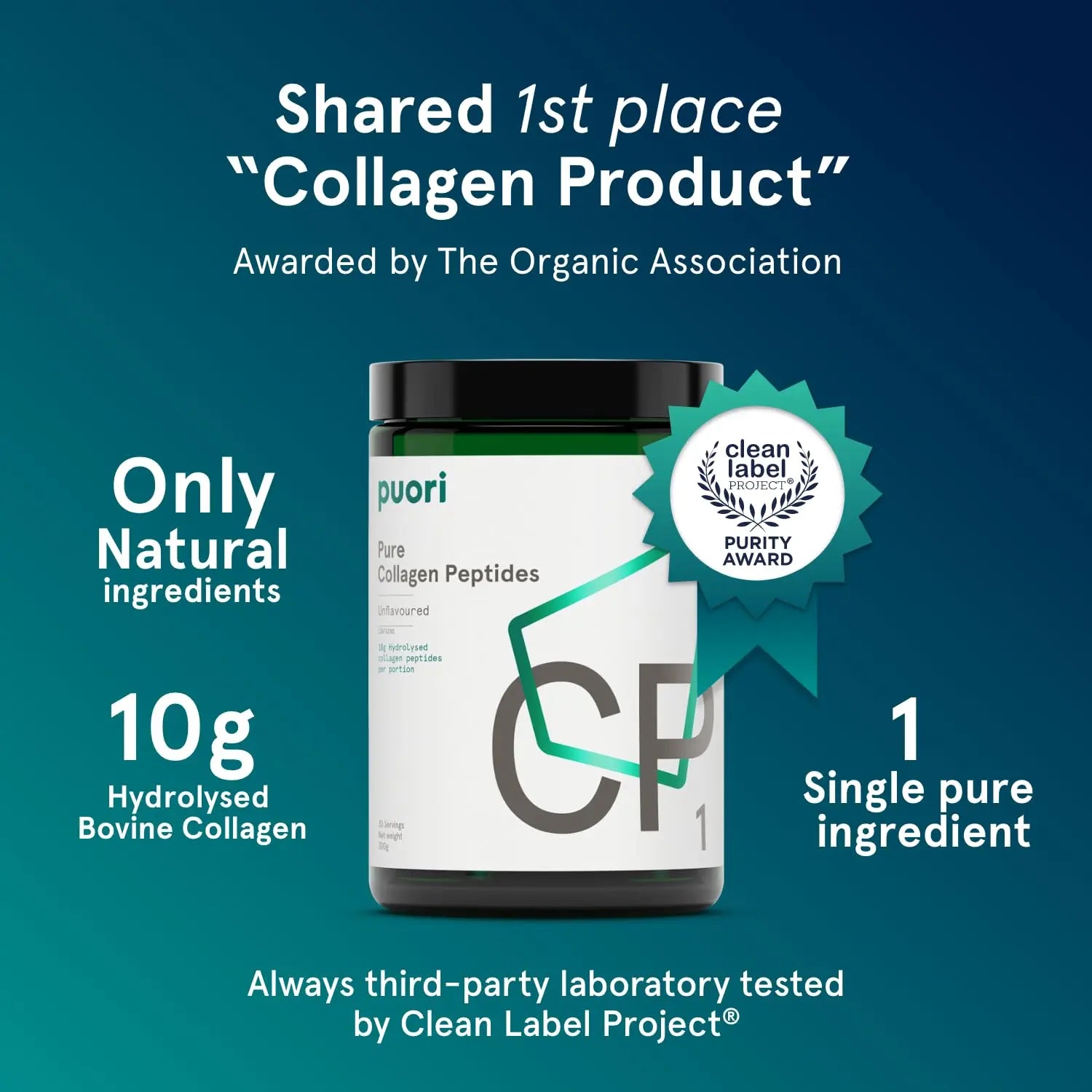 Puori CP1 Pure Collagen Hydrolysed Peptides 300g (30 Servings) - AB Mystery