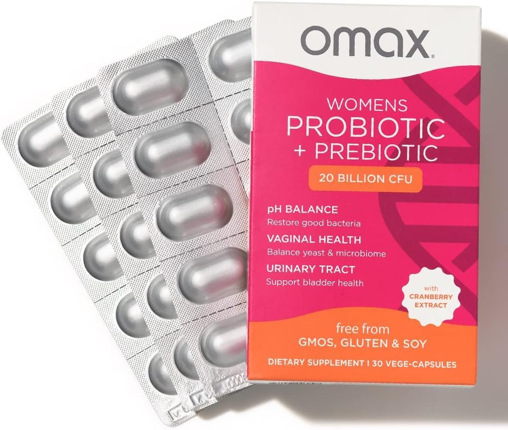 2 Pack Omax Prebiotics & Probiotics for Women, pH Balance, Vaginal Health, Urinary Tract, Yeast - AB Mystery