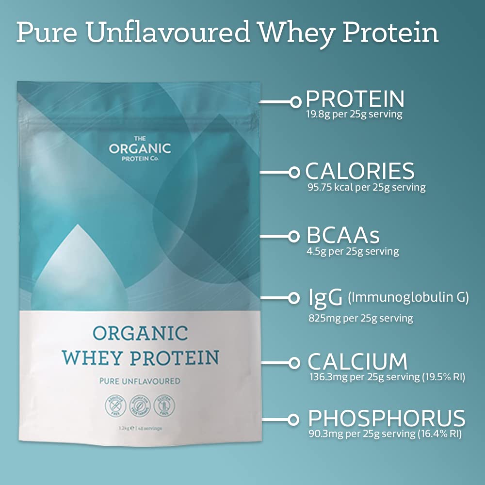 The Organic Protein Co. - Pure Unflavoured Organic Whey Protein Powder | SOYA & Gluten Free w The Organic Protein Company