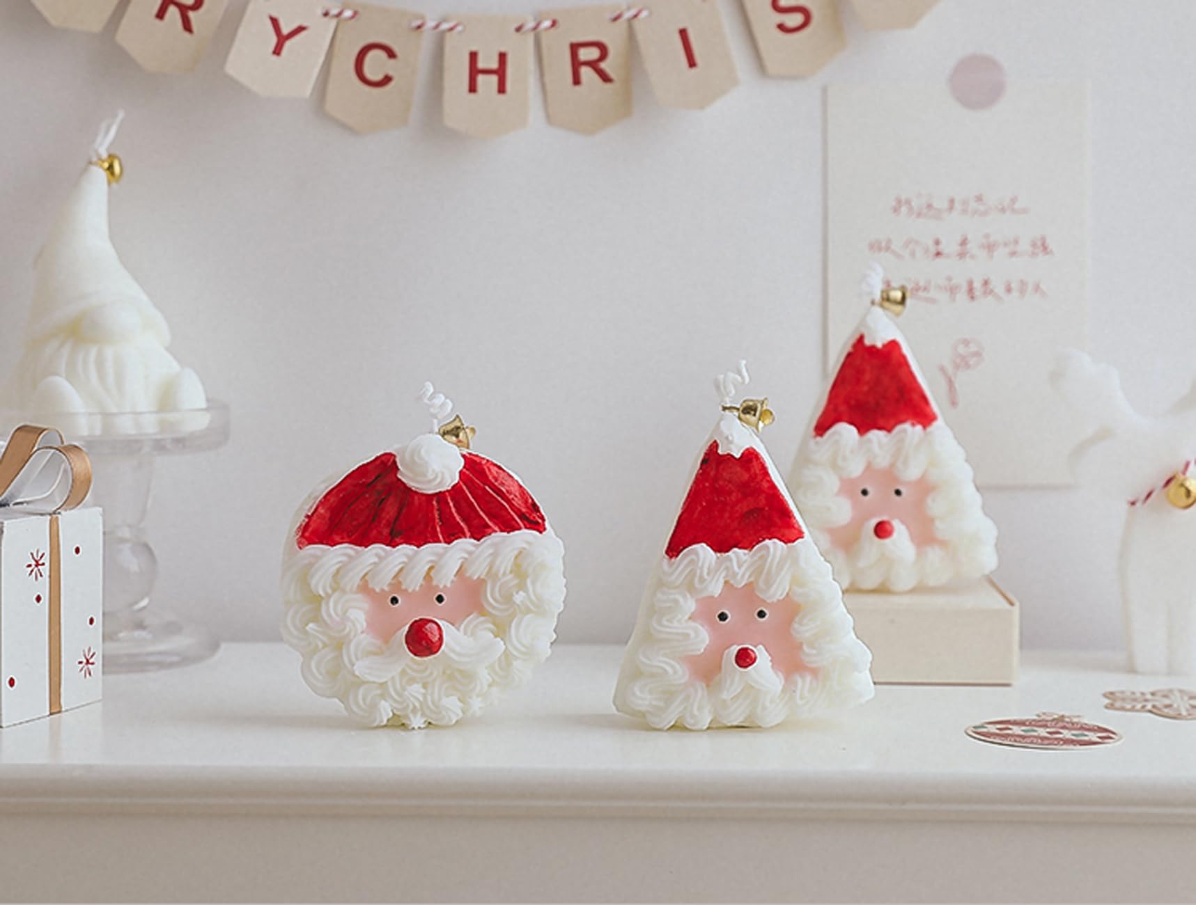 Christmas Cake Scented Candle,110G Handmade Aroma Soy Wax Santa Claus Decorative Candle - AB Mystery