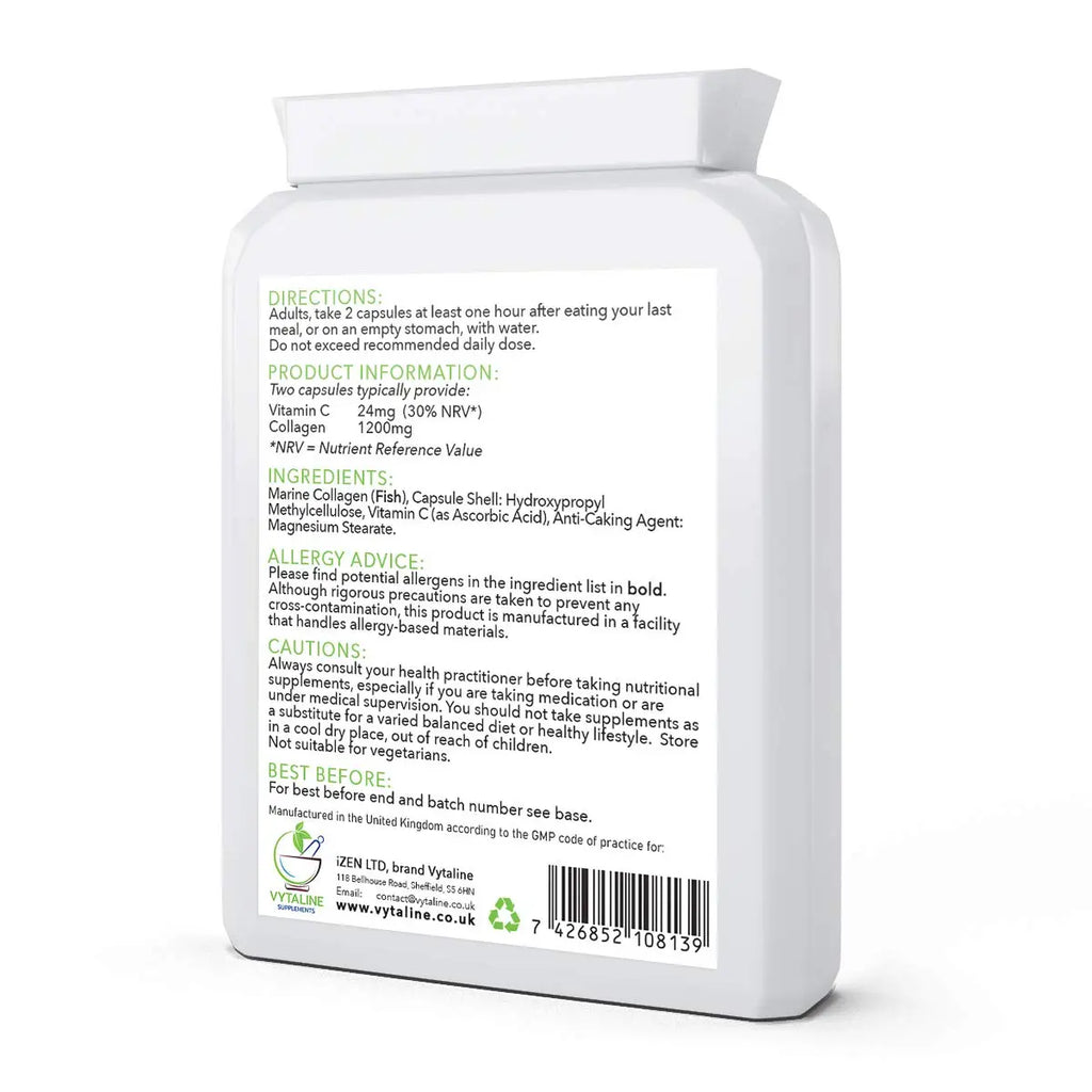 Marine Collagen Supplement for Women with Vitamin C - High Strength 600mg of Pure Hyaluronic VYTALINE