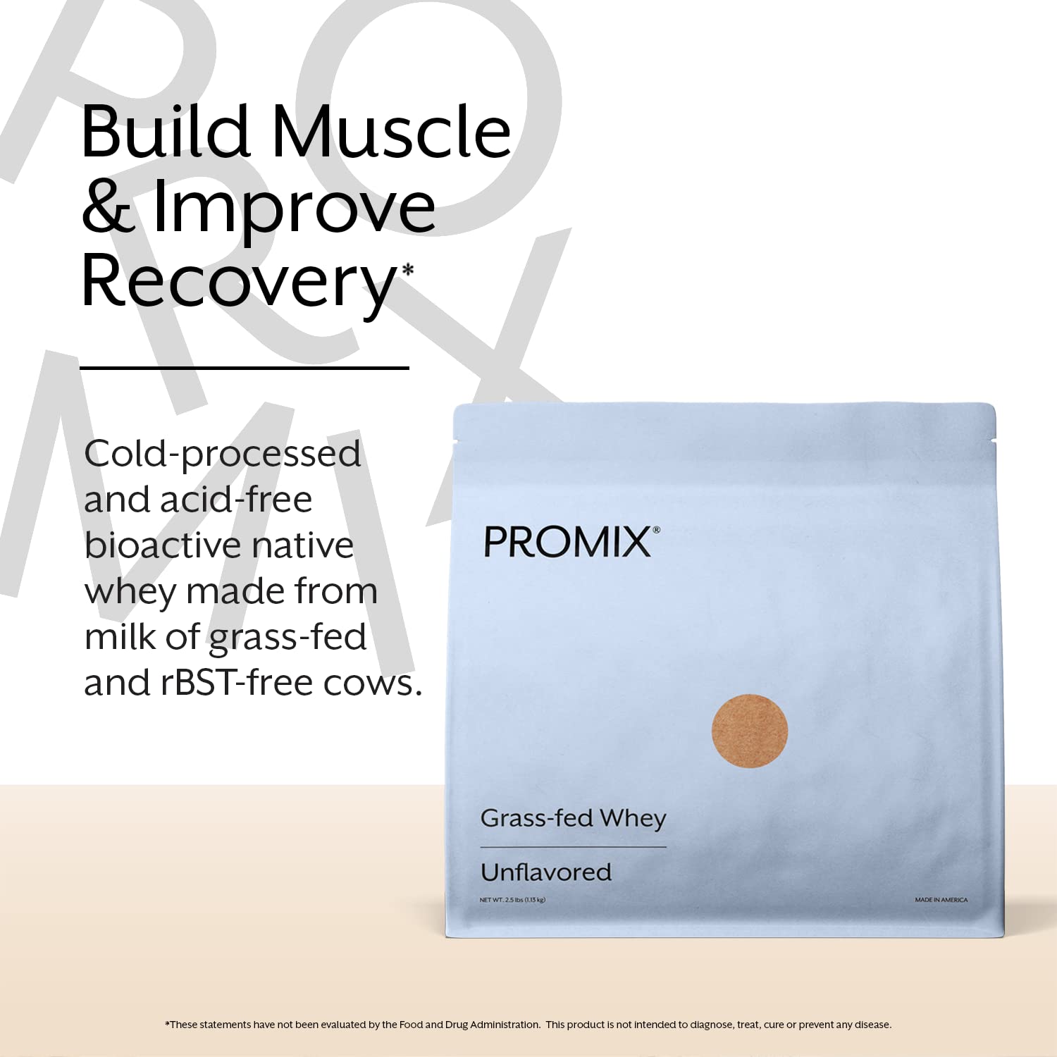 Promix Whey Protein Powder, Unflavored - 2.5lb Bulk - Grass-Fed & 100% All Natural - AB Mystery