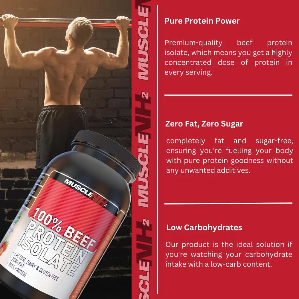 MuscleNH2 Beef Protein Isolate Powder 90%, High Protein, Low Fat, Dairy Free, Gluten Free, Soy Free MuscleNh2