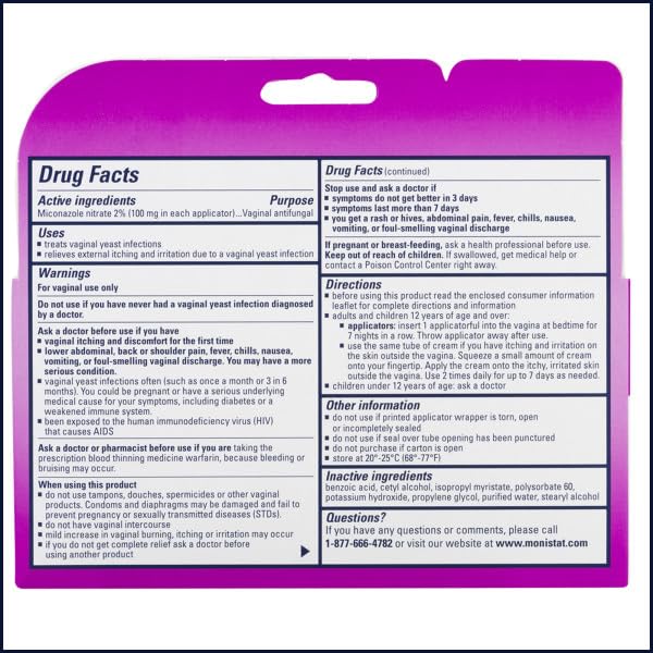 Monistat 7 Vaginal Cream with Tube Plus 7 Disposable Applicators, Anti-Fungal, For Most Vaginal Yeast - AB Mystery