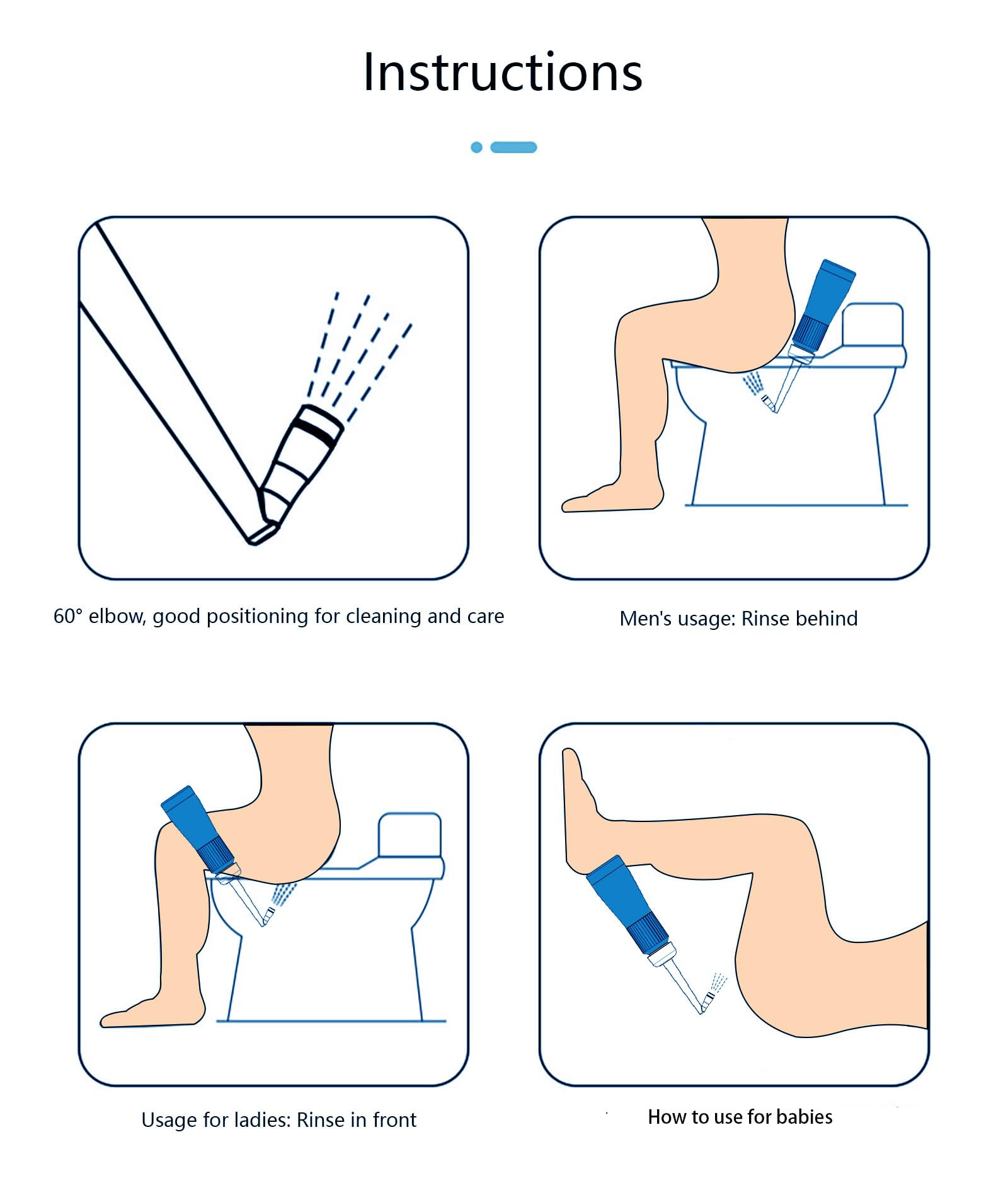 Portable 11.8 Oz Bidet, Feminine Care Irrigator, Retractable Nozzle Travel Bidet with 60° Elbow - AB Mystery