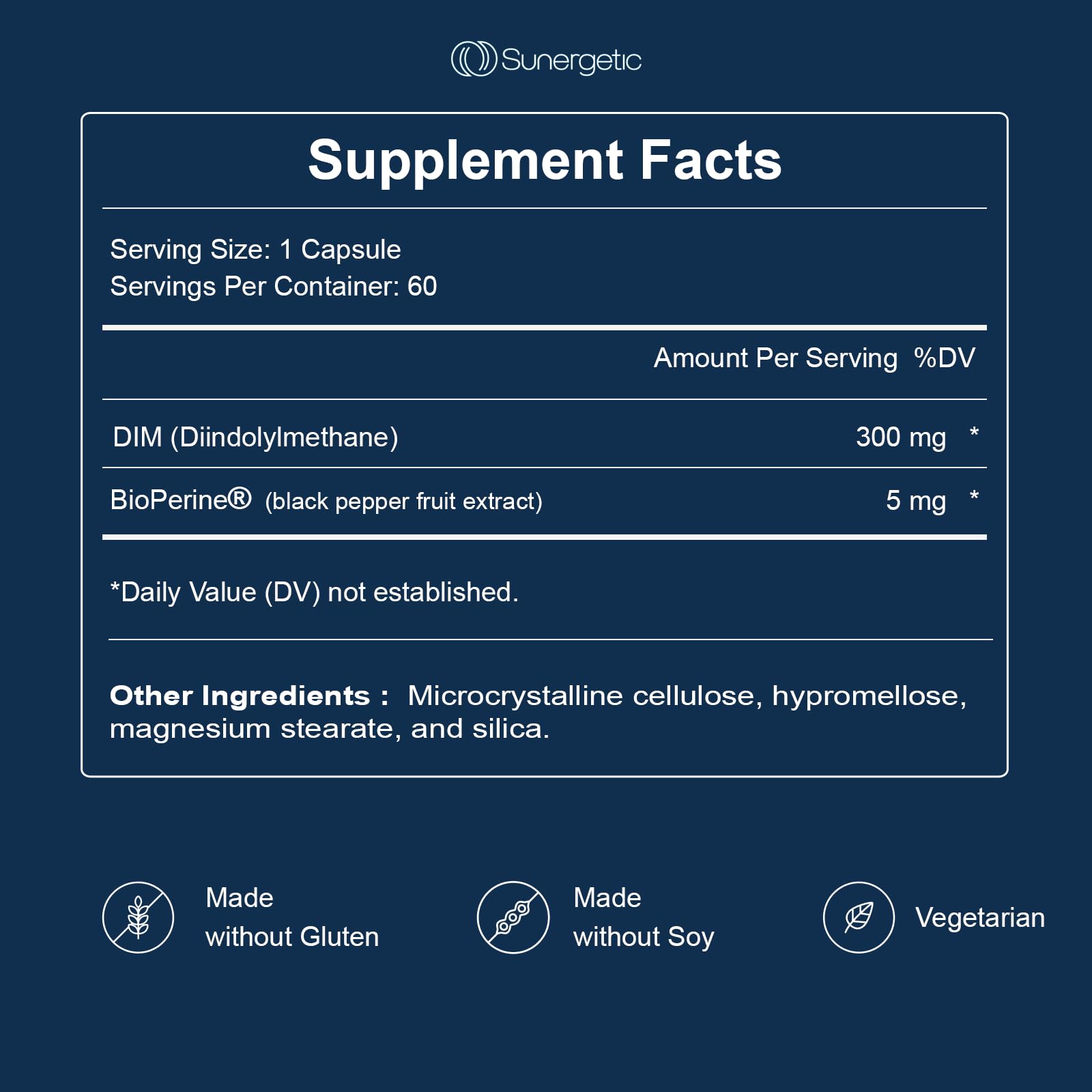 Sunergetic Premium DIM Supplement 300mg - Supports Normal Estrogen Metabolism, Menopause & Healthy - AB Mystery