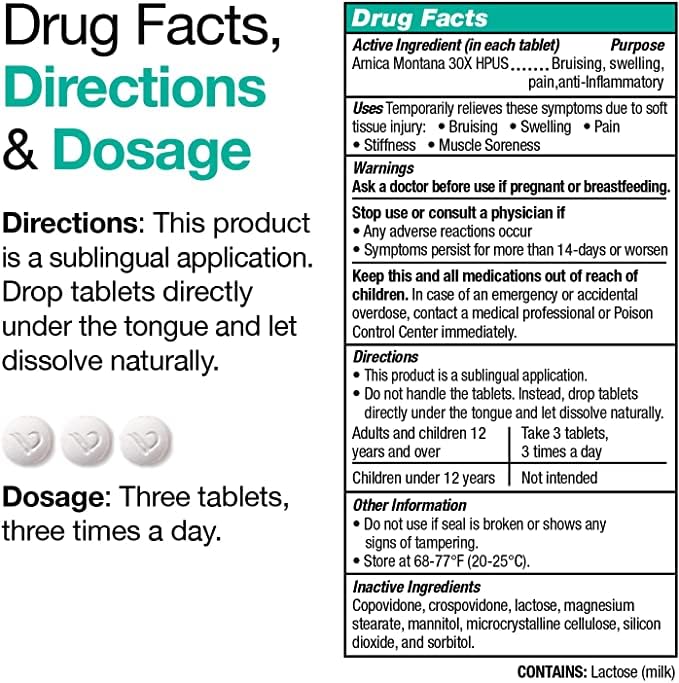 VitaMedica Arnica Montana 30X Homeopathic Tablets for Bruising Pain and Swelling | Plant Based Formula - AB Mystery