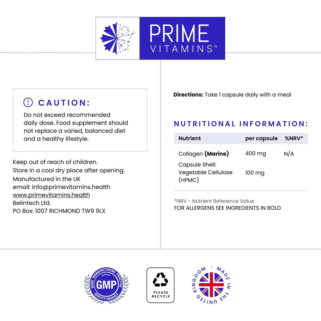 Marine Collagen 400mg | Hydrolysed Collagen Supplements for Women & Men - AB Mystery