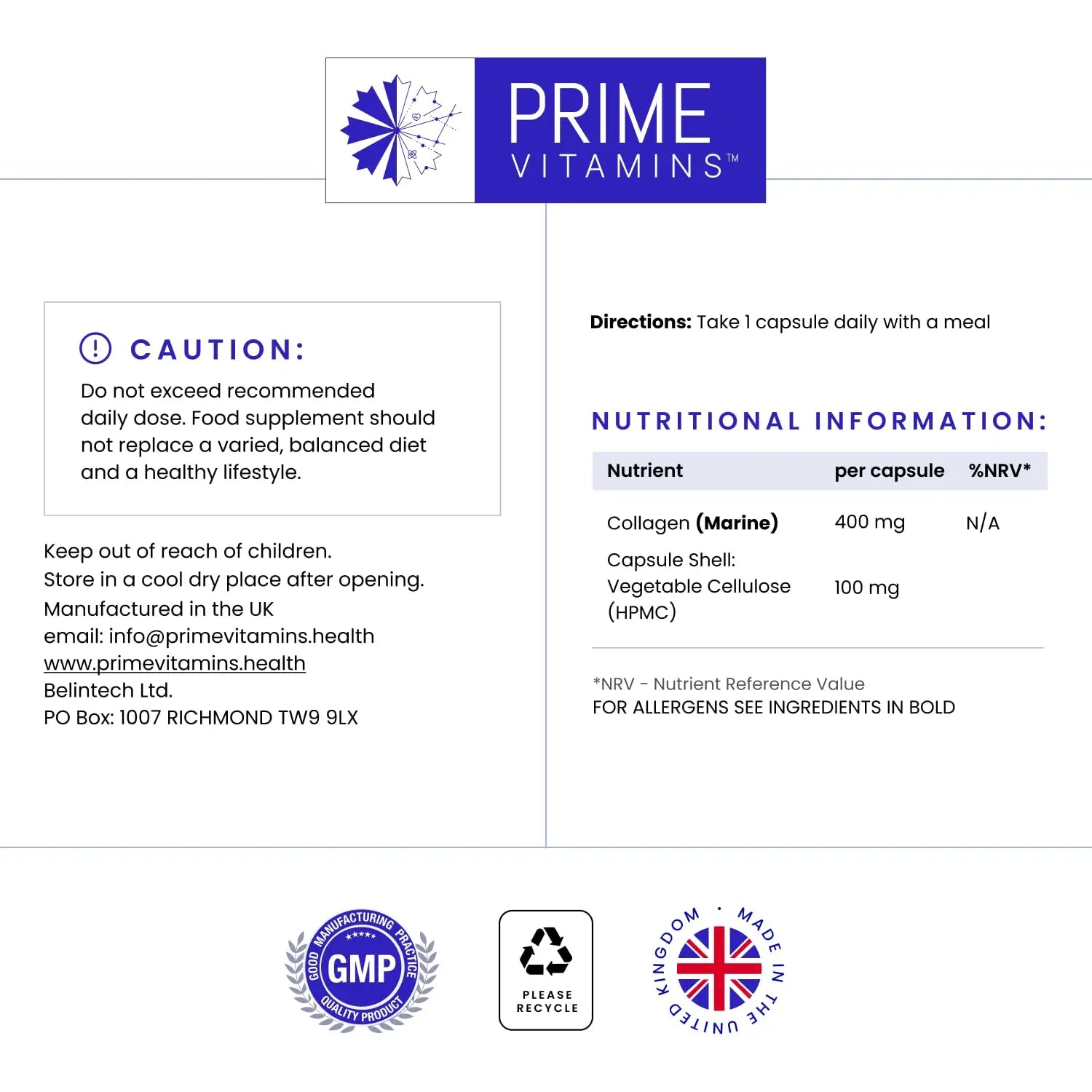 Marine Collagen 400mg | Hydrolysed Collagen Supplements for Women & Men - AB Mystery