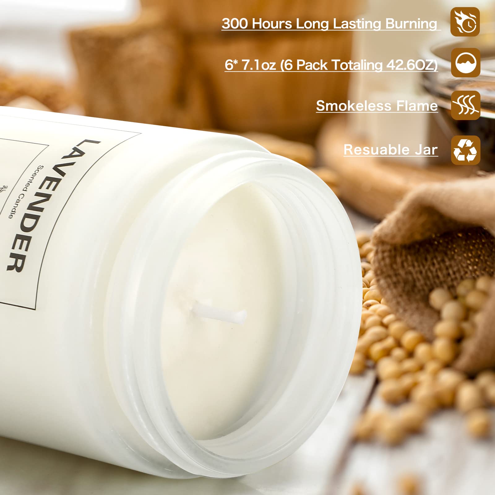 6 Pack Scented Candles, Aromatherapy Candles Gifts Set for Women, 42.6 oz 300 Hour Long Lasting - AB Mystery