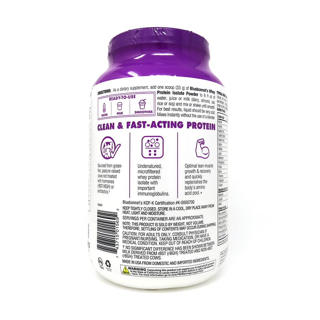 BlueBonnet 100% Natural Whey Protein Isolate Powder, Chocolate, 2 Pound - AB Mystery