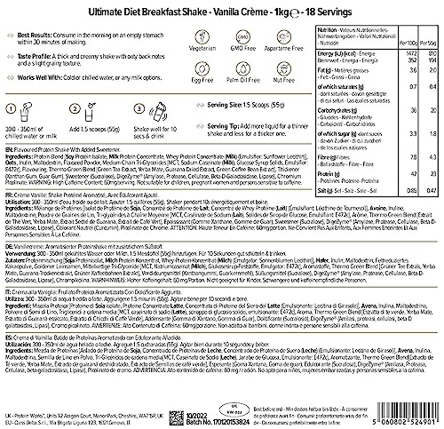 Protein Works - Ultimate Diet Breakfast Shake | Low Calorie Breakfast Shake | Low Sugar High Protein Breakfast Protein Works