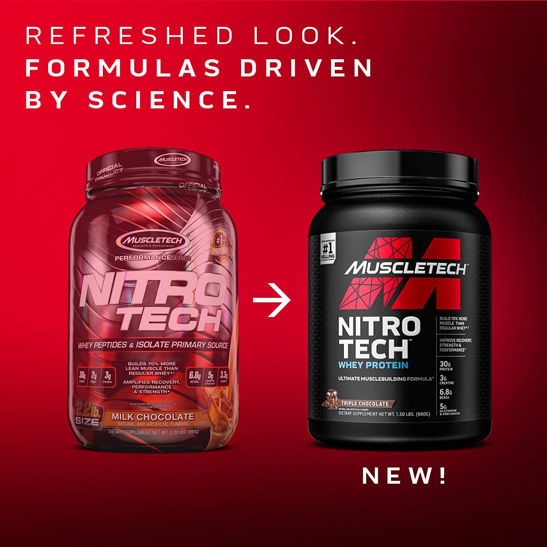 Whey Protein Powder MuscleTech Nitro-Tech Whey Protein Isolate & Peptides Protein - AB Mystery