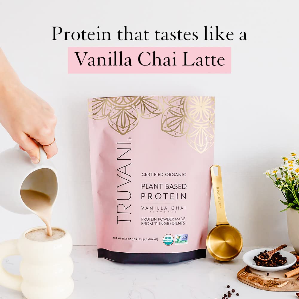 Truvani Organic Vegan Protein Powder Vanilla Chai - 20g of Plant Based Protein, Organic - AB Mystery