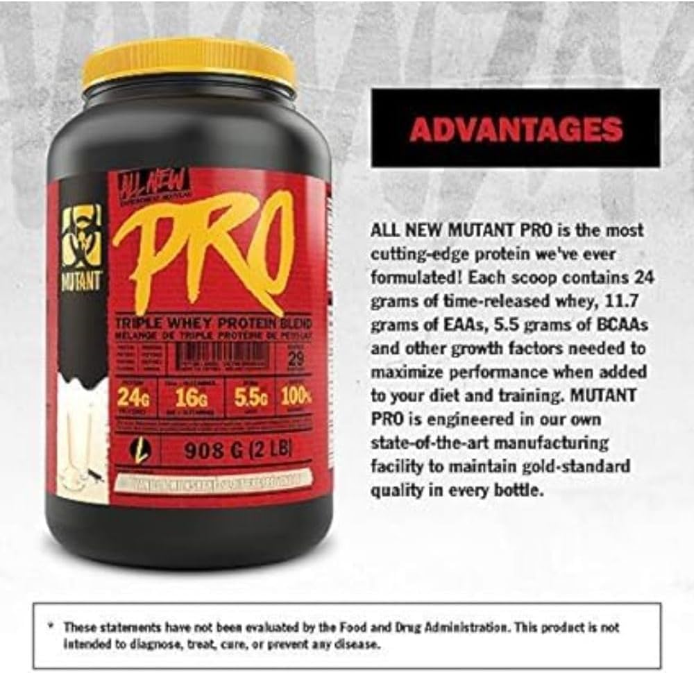Mutant Pro – Triple Whey Protein Supplement – Time-Released for Enhanced Amino Acid Absorption Mutant