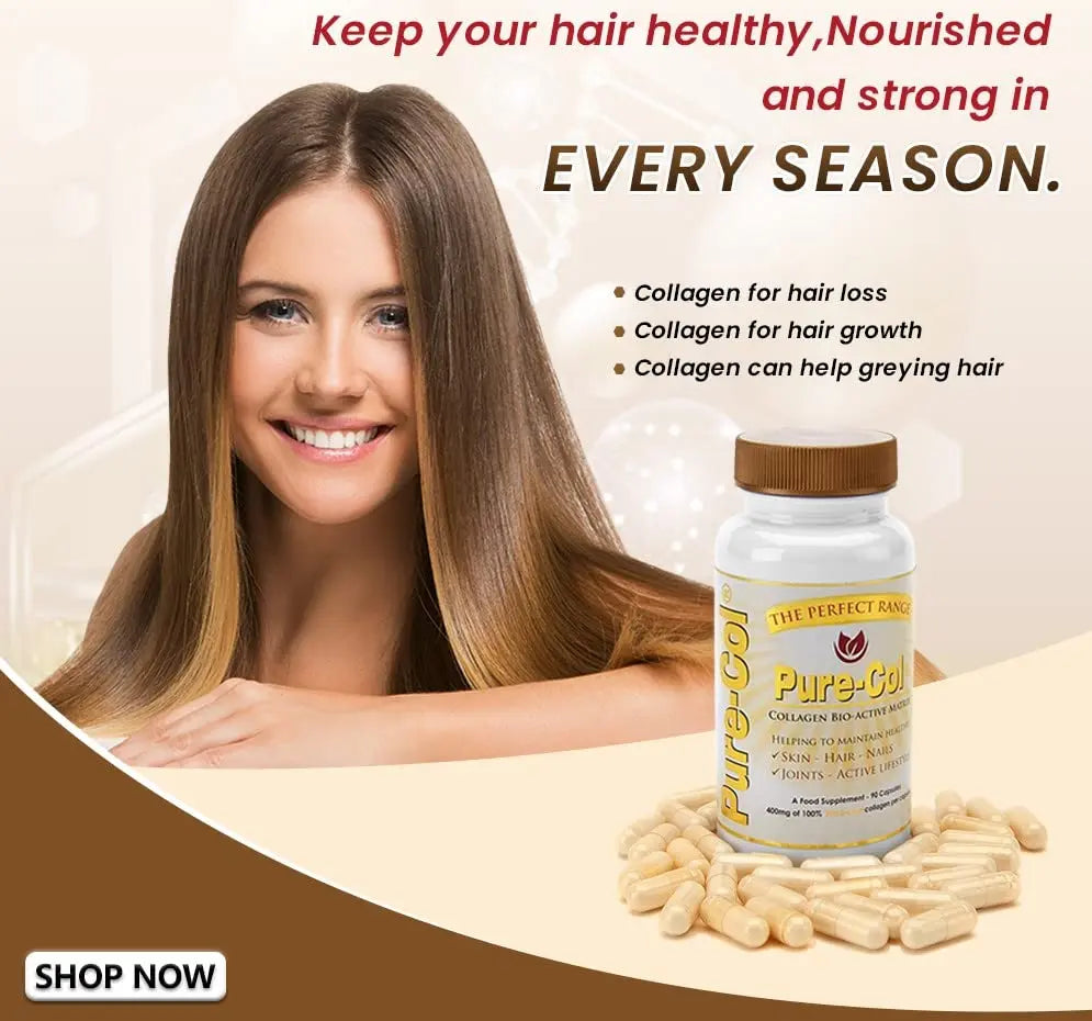 Pure-COL Collagen 90 Capsules 400mg Bio-Active Matrix High Strength Collagen Tablets - AB Mystery