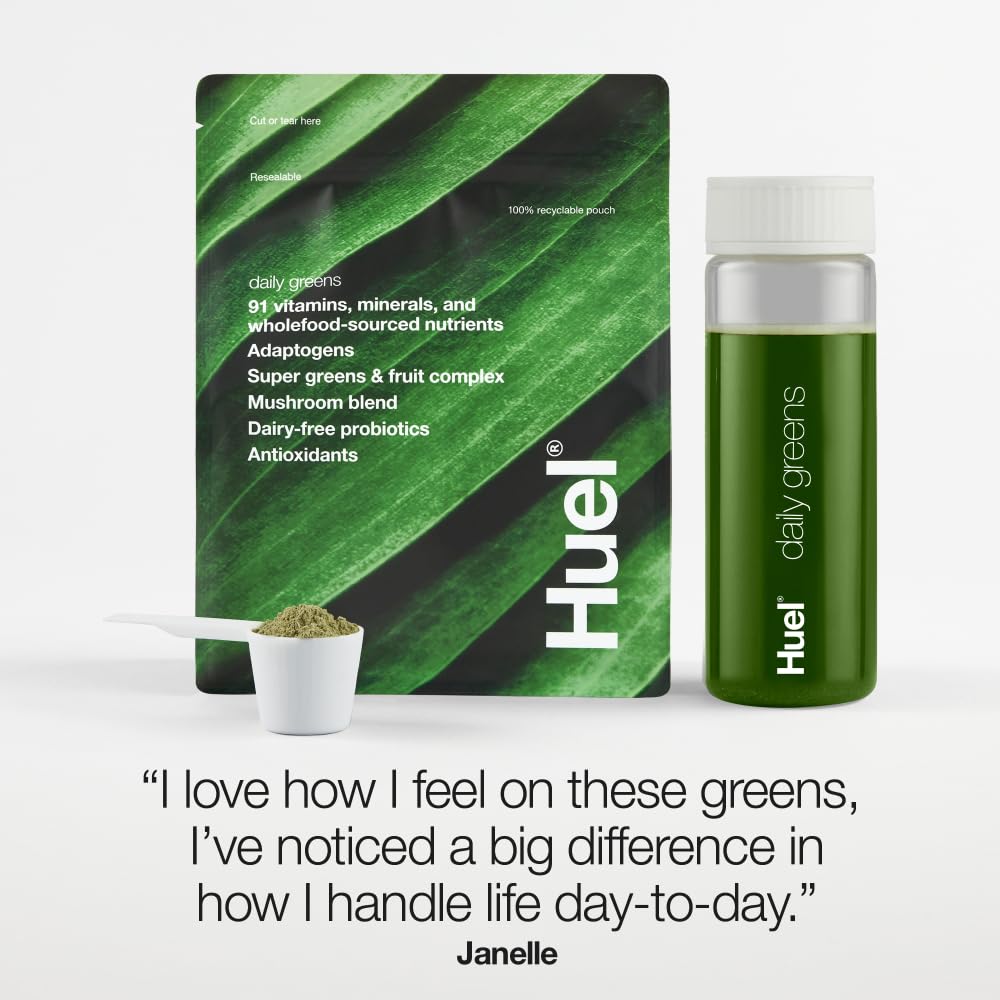 Huel Daily Greens | Superfood Greens Powder | 91 Vitamins, Minerals, and Wholefood - AB Mystery
