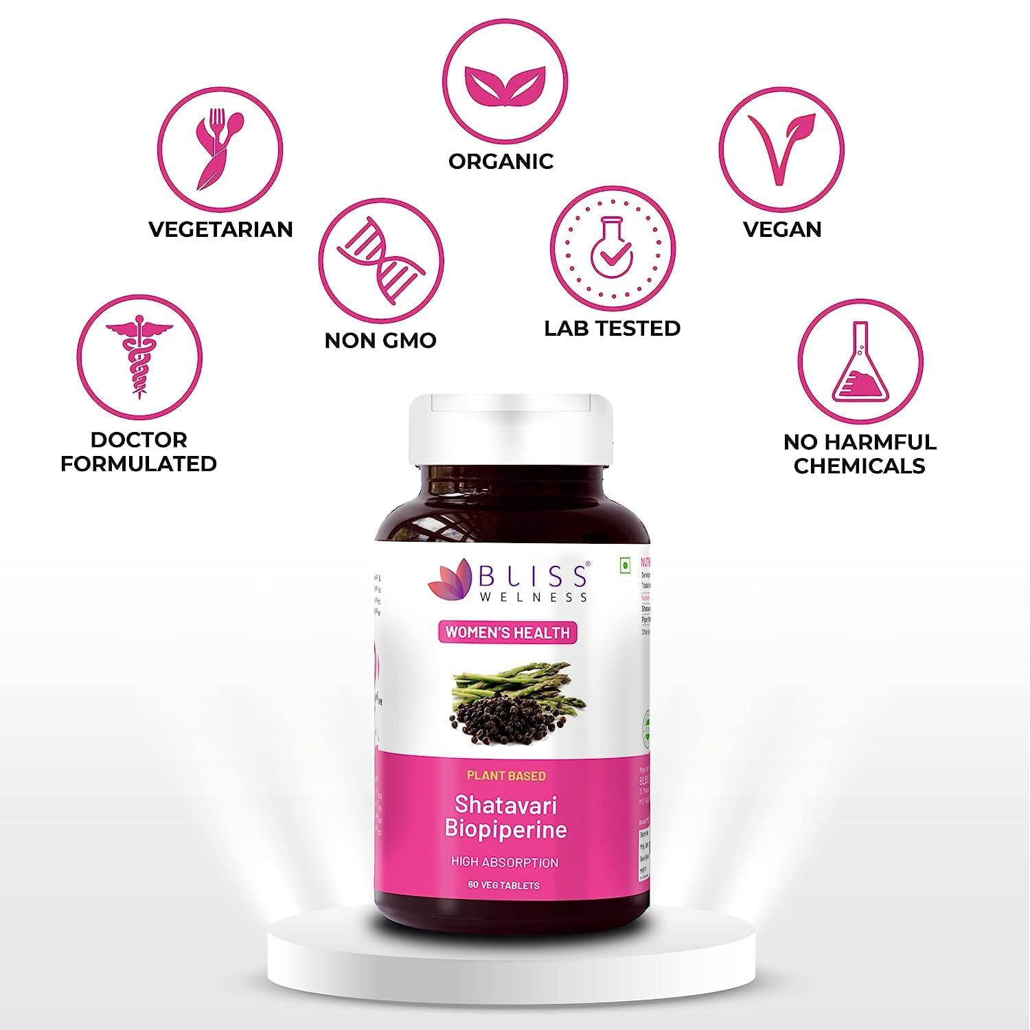 Sheltr Organic Shatavari Biopiperine | Women Health | Lactation Support Immunity Booster Menopause - AB Mystery