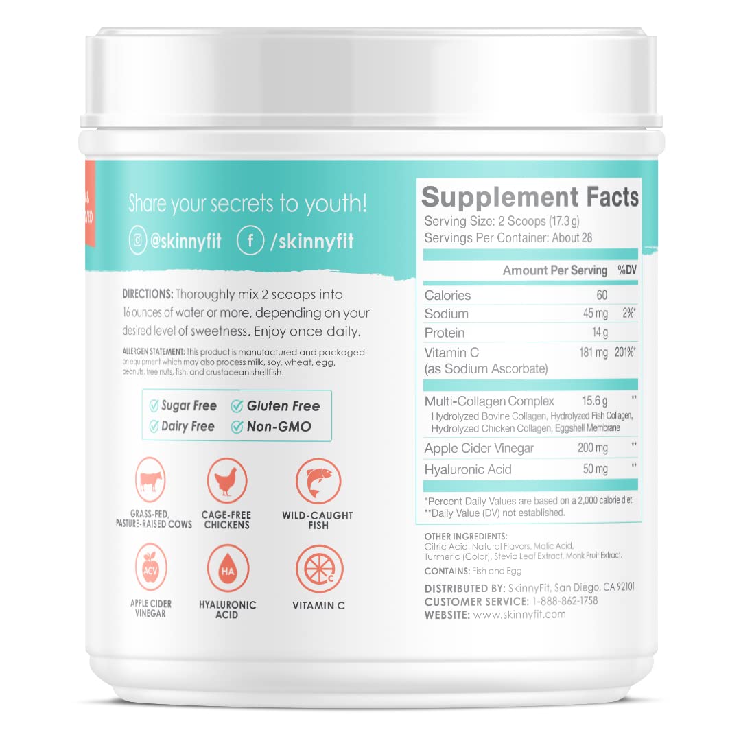 SkinnyFit Super Youth Multi-Collagen Peptides Plus Apple Cider Vinegar, Hyaluronic Acid - AB Mystery