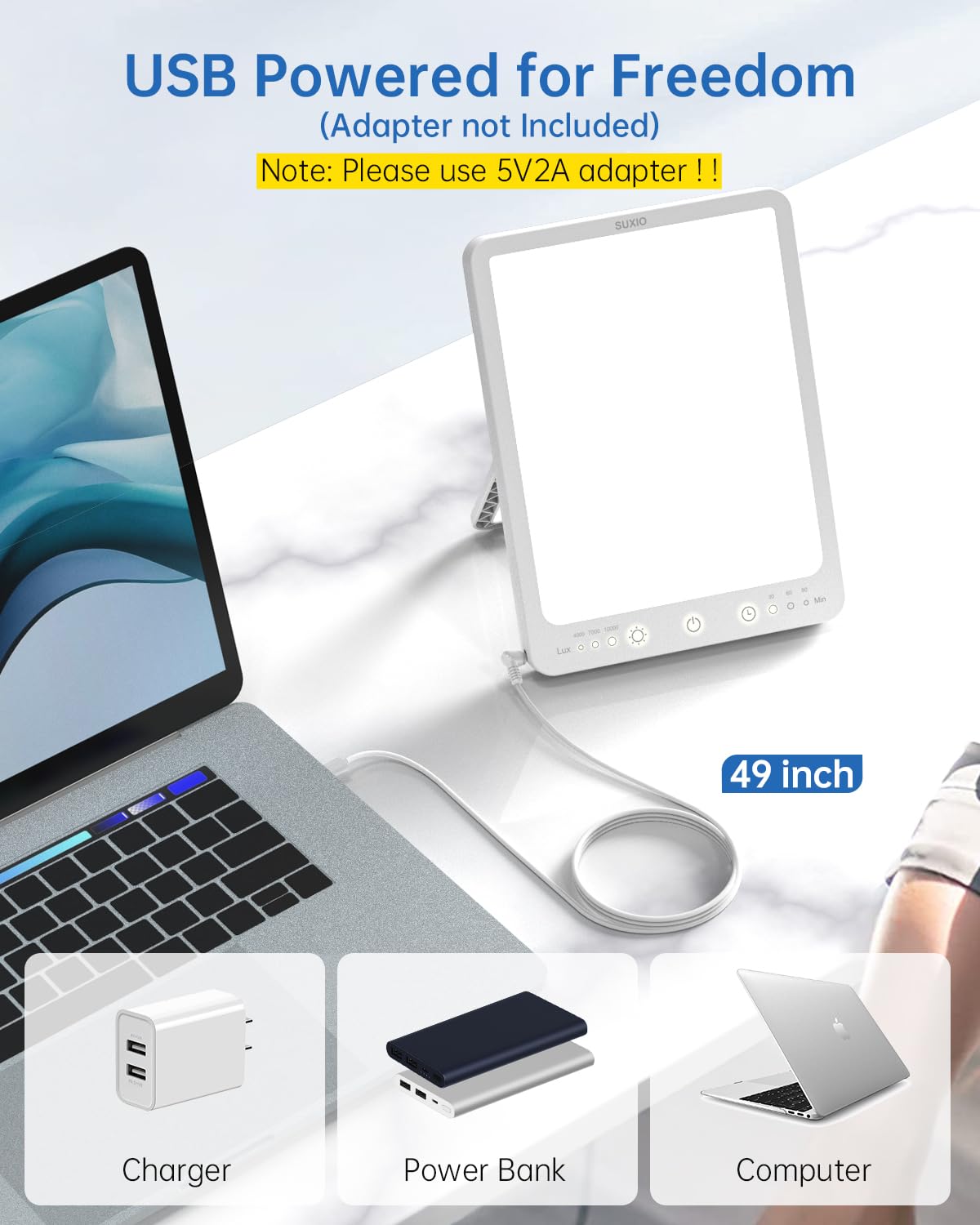 SUXIO Light Therapy Lamp - 10000 Lux Therapy Light, 3 Timing & Mode Happy Lamp - AB Mystery