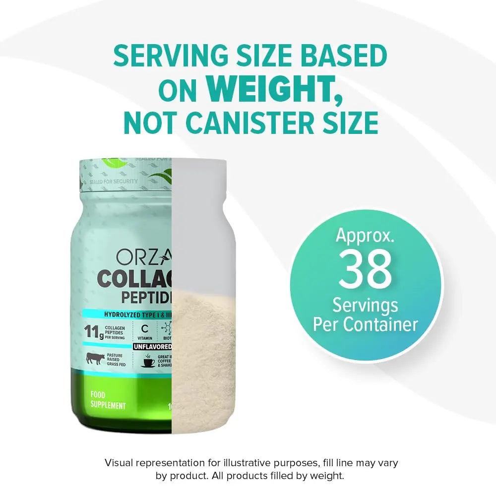 ORZAX Collagen Peptides Powder Unflavored - Hair, Skin and Nails Vitamins - Bone - AB Mystery