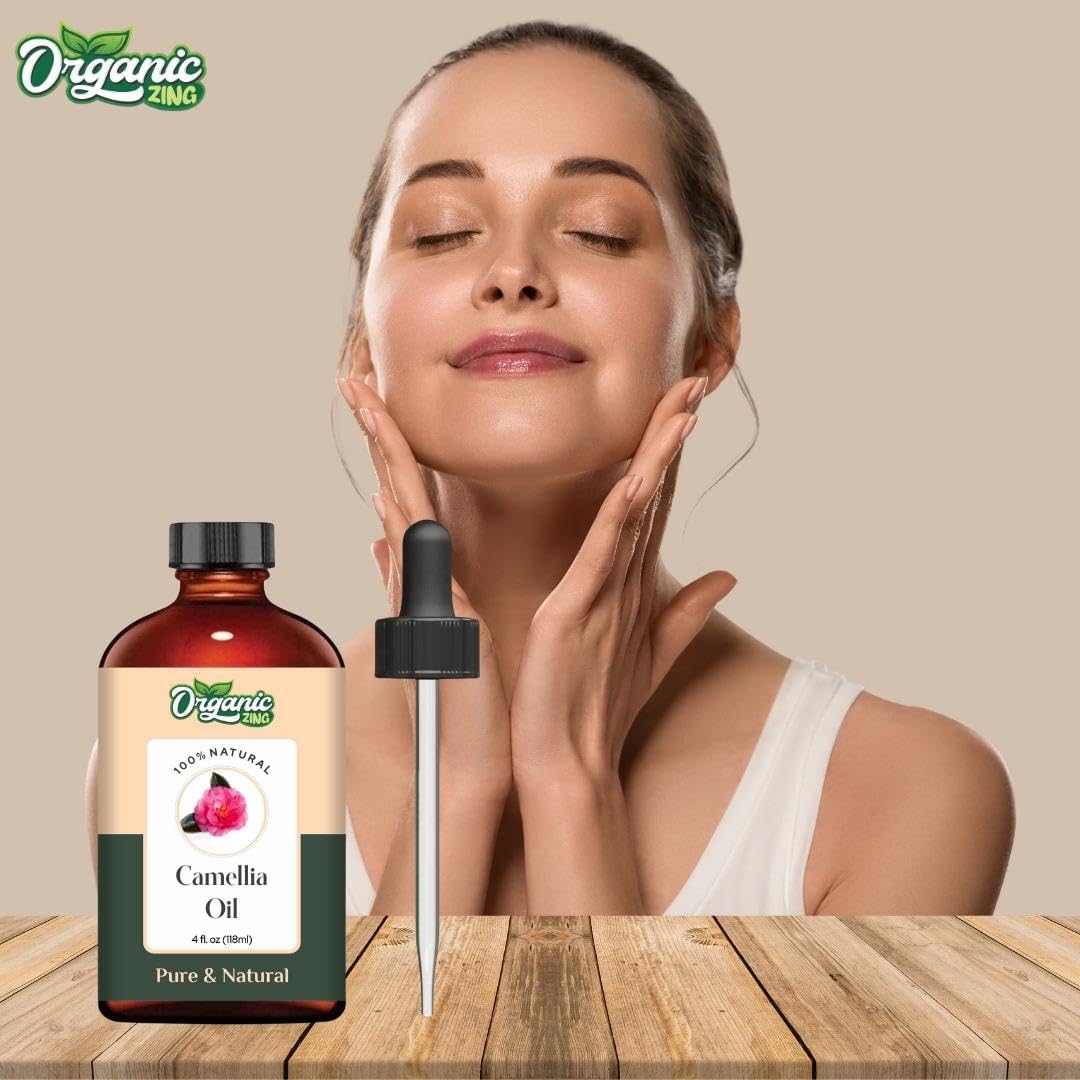 Organic Zing Camellia (Camellia Japonica) Oil | Pure & Natural Carrier Oil for Skincare, Hair Care & Massage - AB Mystery