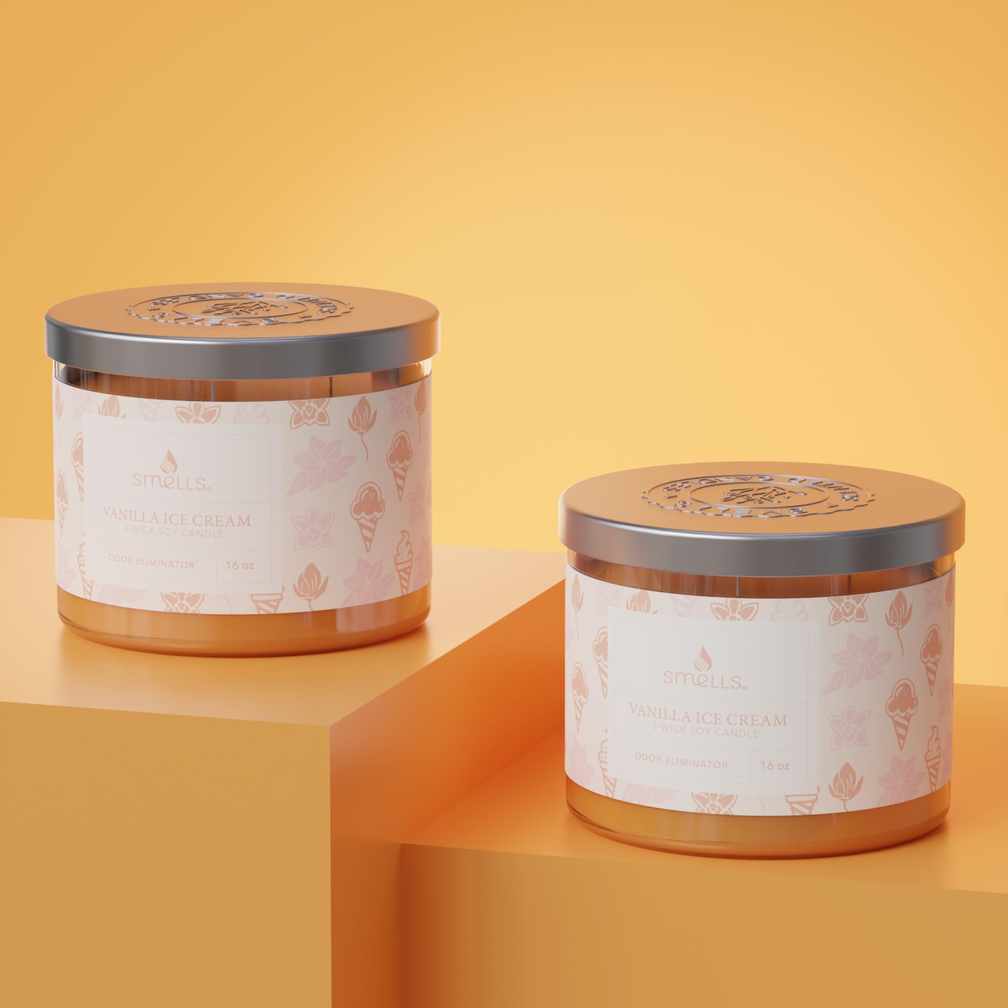 Smells - Odor Eliminator - Premium Soy Wax Jar Scented Candle 12oz. and 16oz. - 100% Cotton Single Wick - AB Mystery