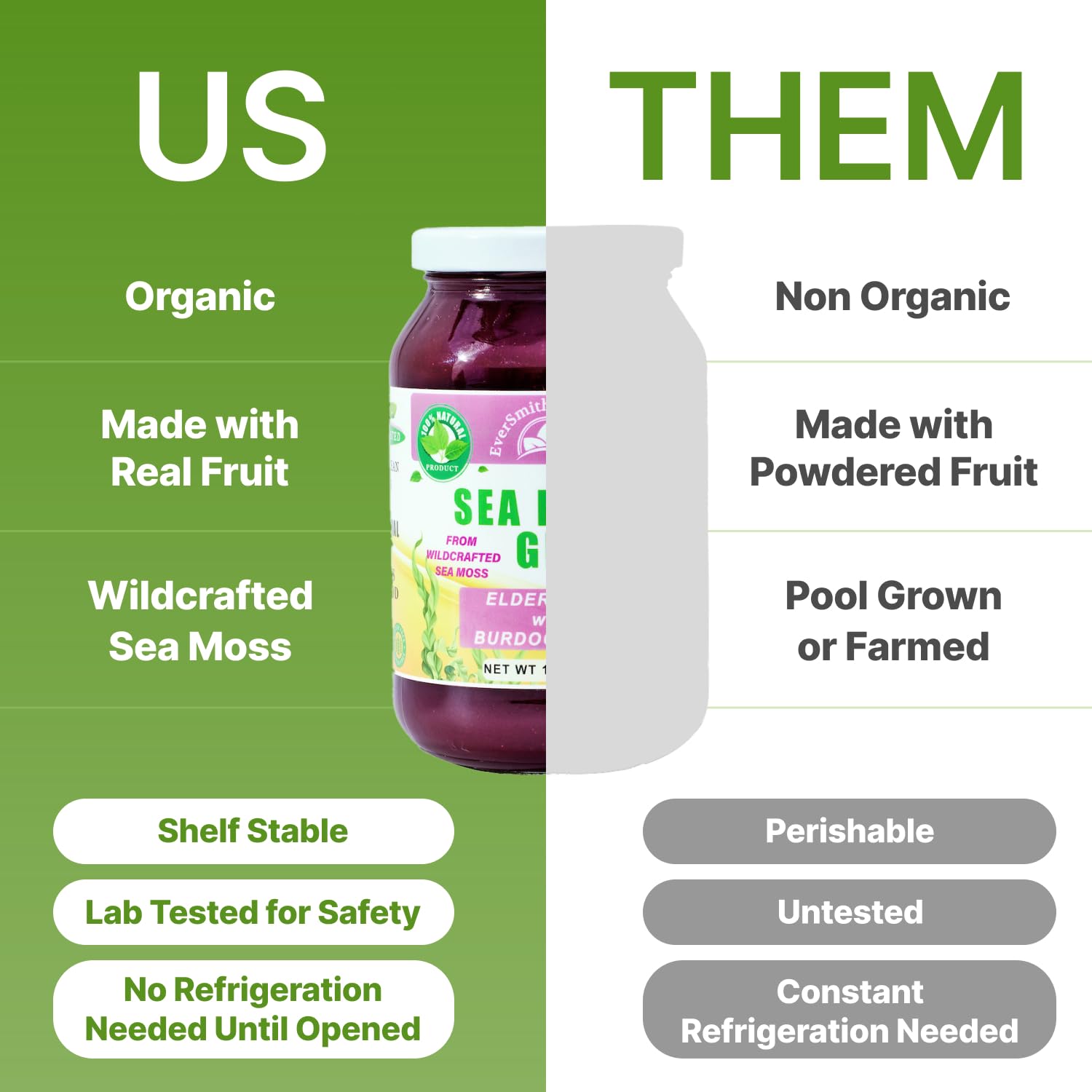 EverSmith Organics - Wildcrafted Irish Sea Moss Gel | Made in USA | Rich in Vitamins - AB Mystery