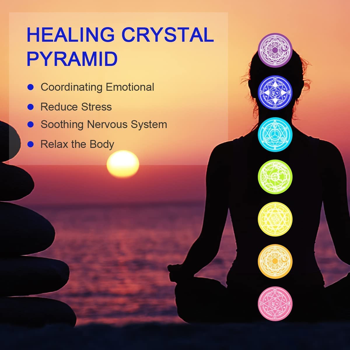 Besorgone Orgonite Pyramid for Positive Energy Amethyst Sphere Chakra Orgone with Blue Quartz - AB Mystery