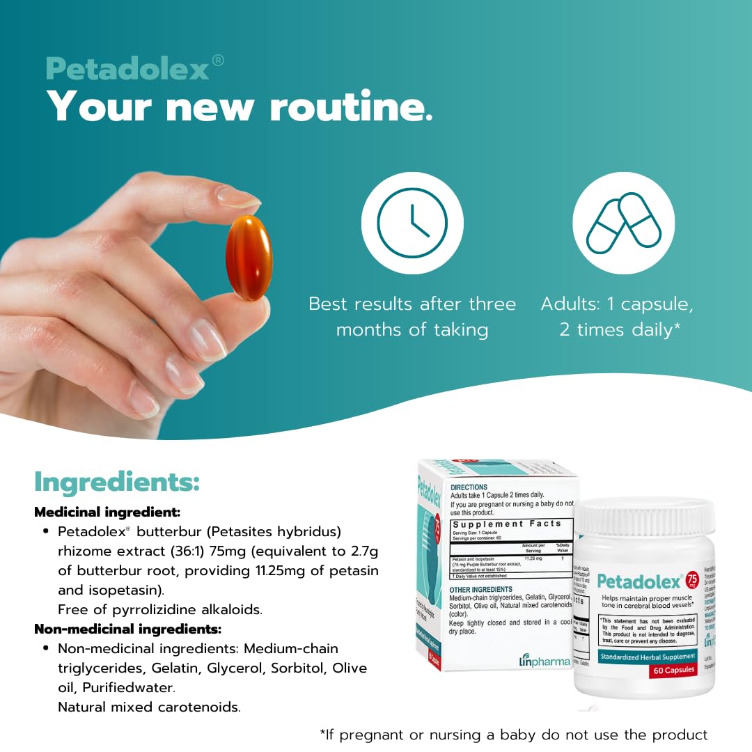 Petadolex - Migraine Relief - Patented Butterbur Root Extract, 75mg PA-Free Butterbur Extract - AB Mystery