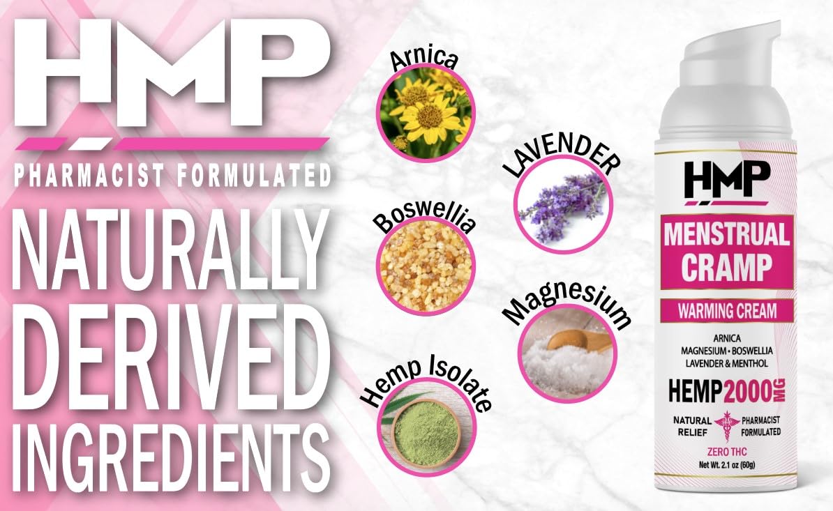 HMP BRANDS Menstrual Cramp Hemp Cream Supports Period Cramps Including Pre - Menstrual Cramp - AB Mystery