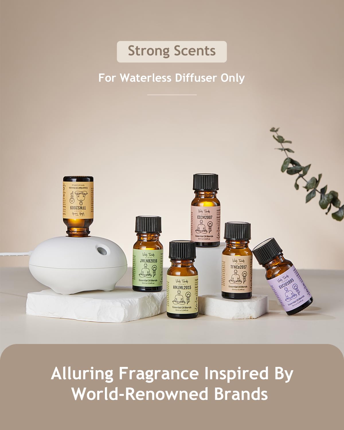 VTS Waterless Diffuser with Classic Perfume Scent Essential Oils Set, Perfume Collection - AB Mystery