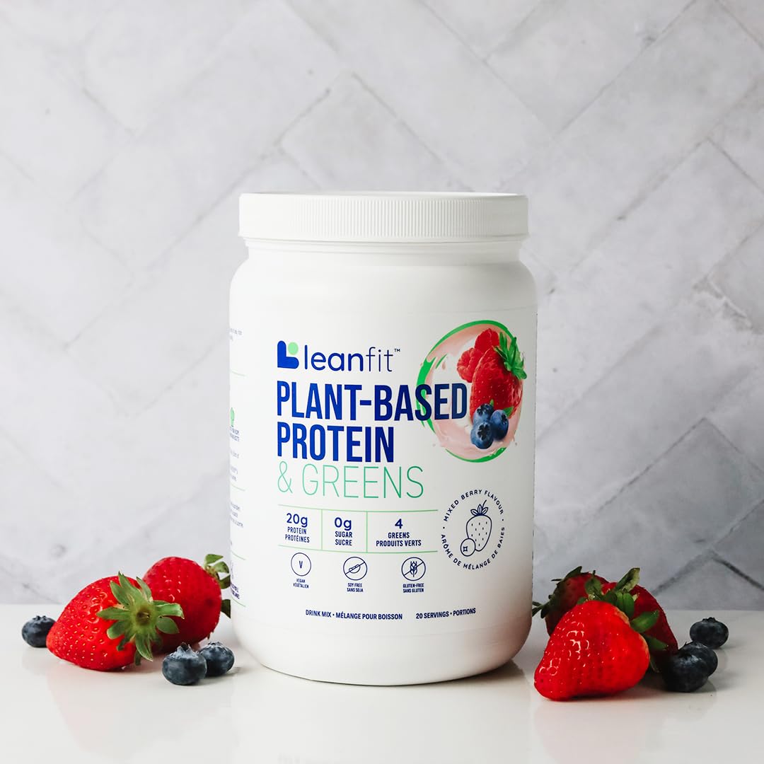 LeanFit Plant-Based Protein & Greens, Natural Berry, 20g Protein, 19 Servings, 1.25 Pound - AB Mystery