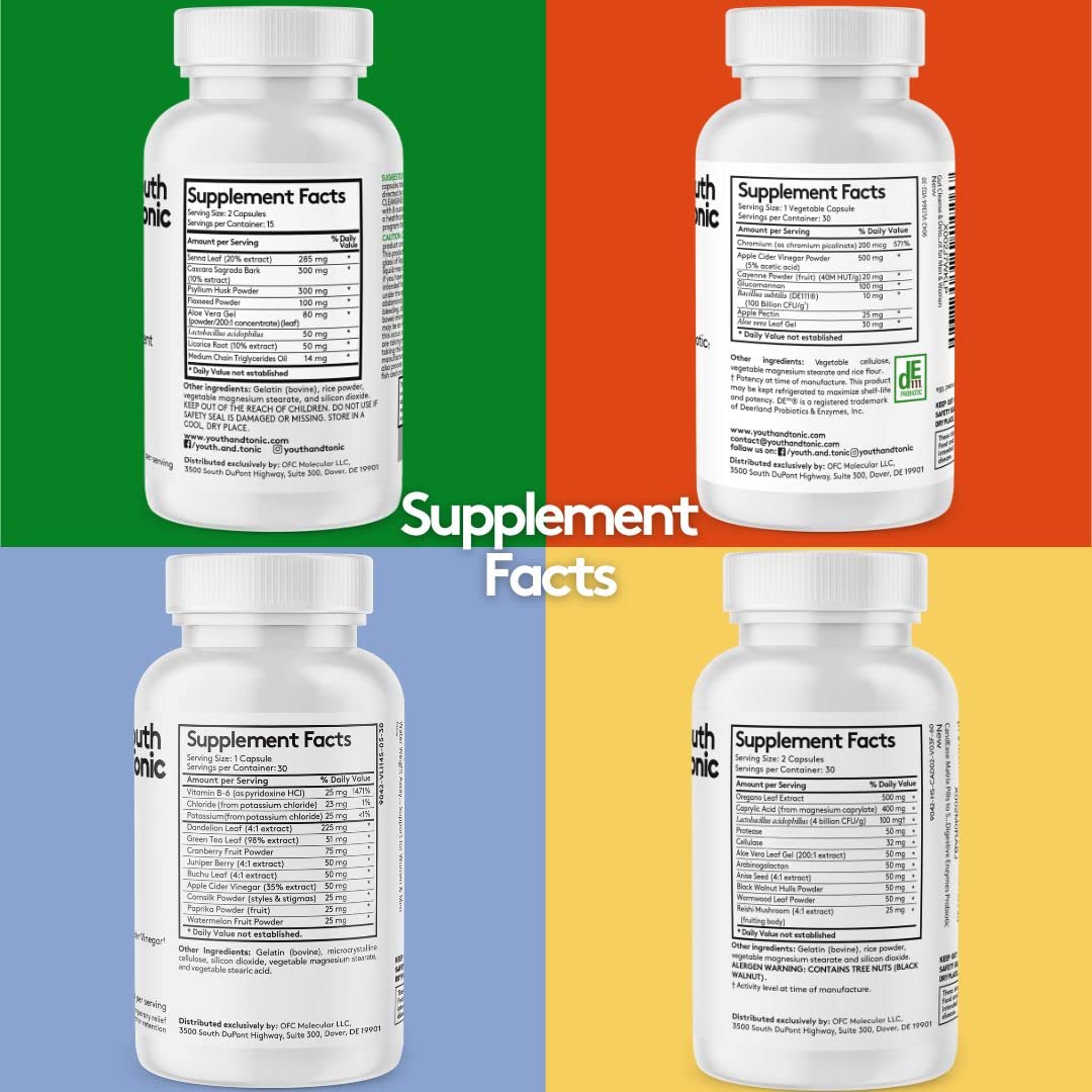 Youth & Tonic Complete Body Detox for Cleanse, Normal Acidity Gut Level and Water - AB Mystery