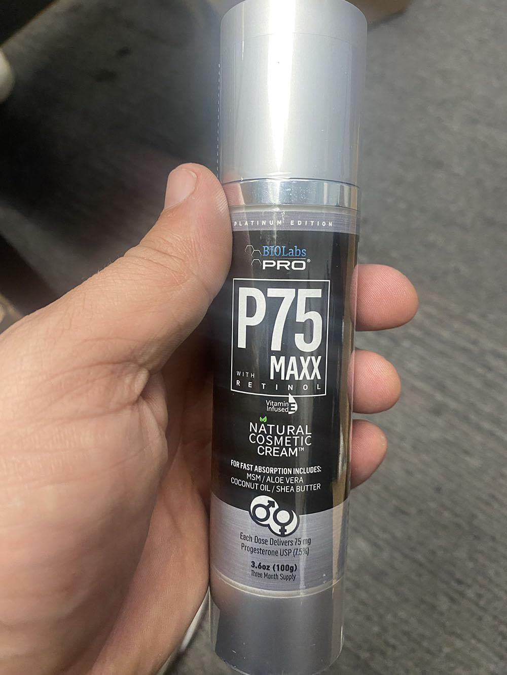 BIOLABS PRO Natural P75 Maxx with Retinol Cosmetic Cream - 7000MG Progesterone per Bottle - 7.5% - AB Mystery