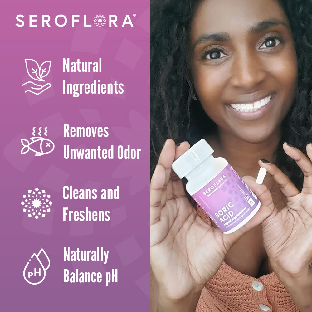 Seroflora Boric Acid Vaginal Suppositories - Promotes Vaginal pH Balance and Odor Control - AB Mystery