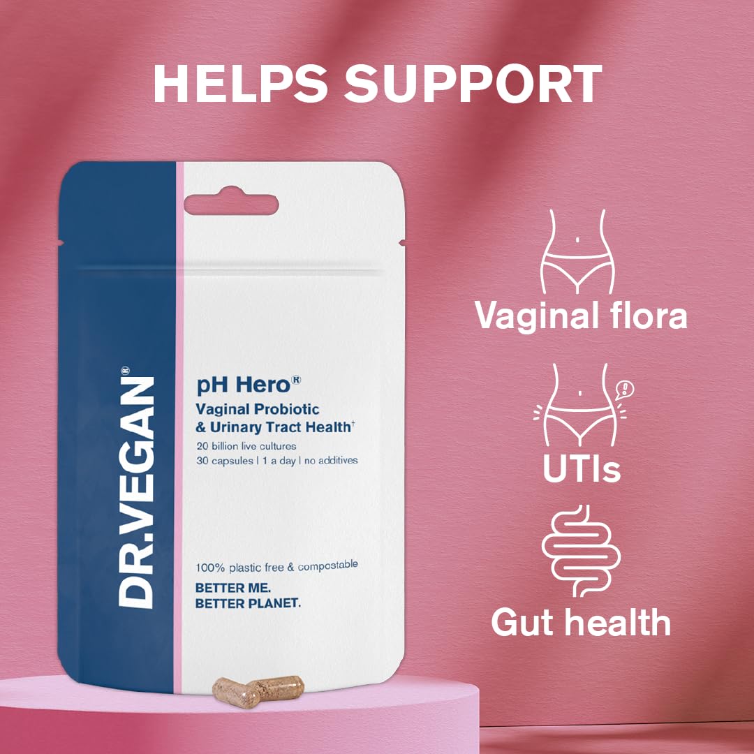 DR.VEGAN | pH Hero | Supports Balanced Vaginal Flora | 50bn CFU | Cranberry | Sea Buckthorn - AB Mystery