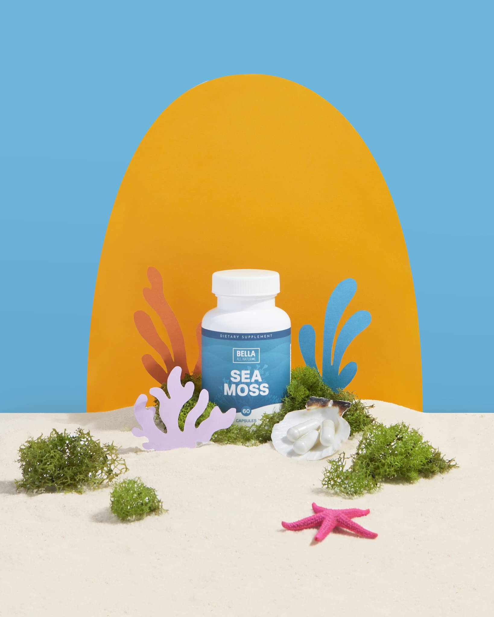 Bella All Natural Sea Moss Vitamins | Pure Sea Moss | Irish Sea Moss, 60 Capsules - AB Mystery