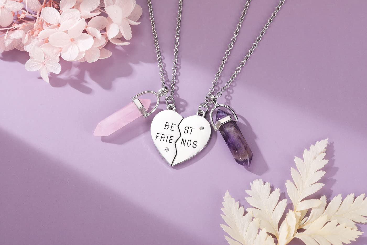 PESOENTH Best Friend Necklace for 2 Girls Gifts- BFF Friendship Necklaces Women Matching - AB Mystery