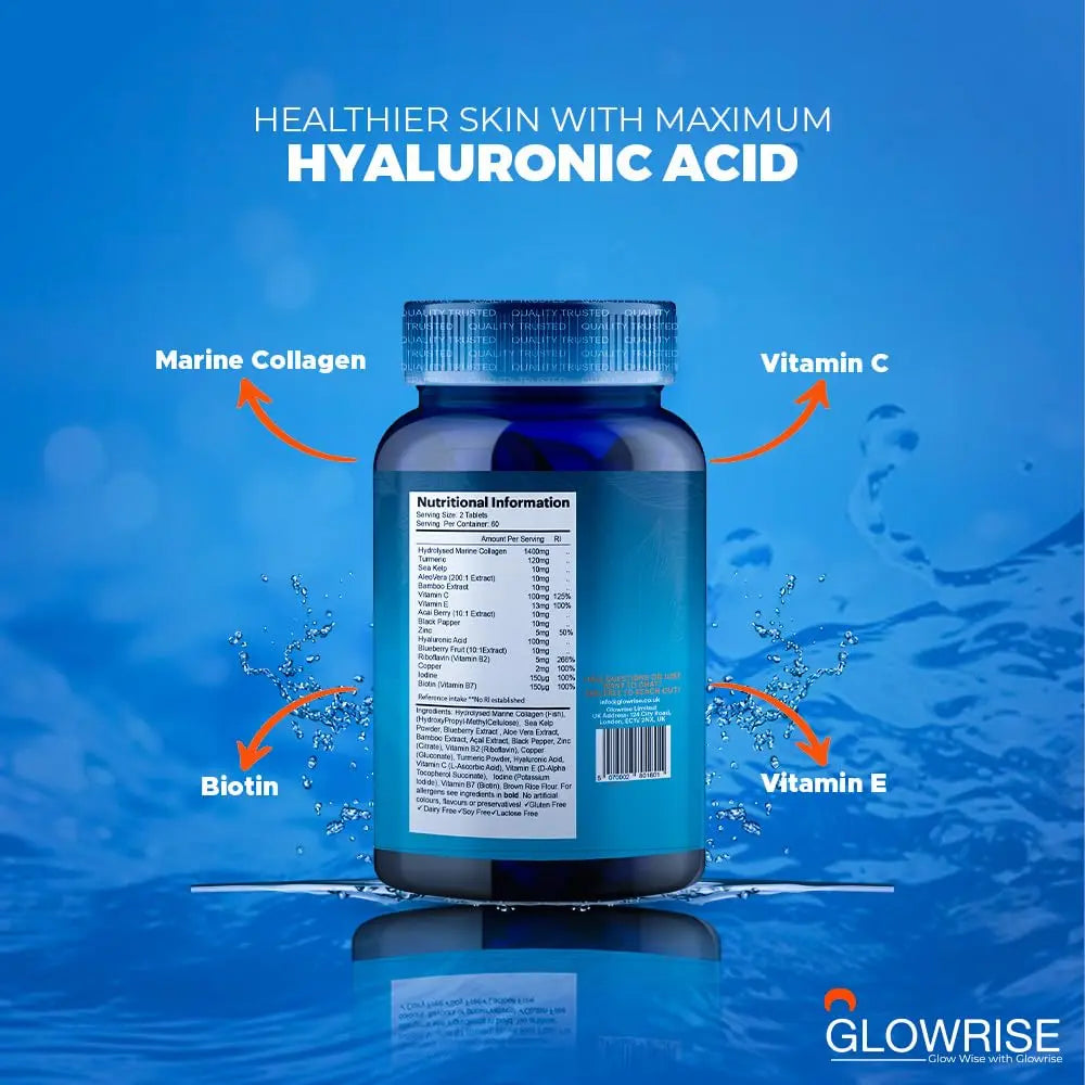 Pure Marine Collagen 120 Tablets 1400mg - Premium Blend with Hyaluronic Acid, Biotin, Vitamin C & E - AB Mystery