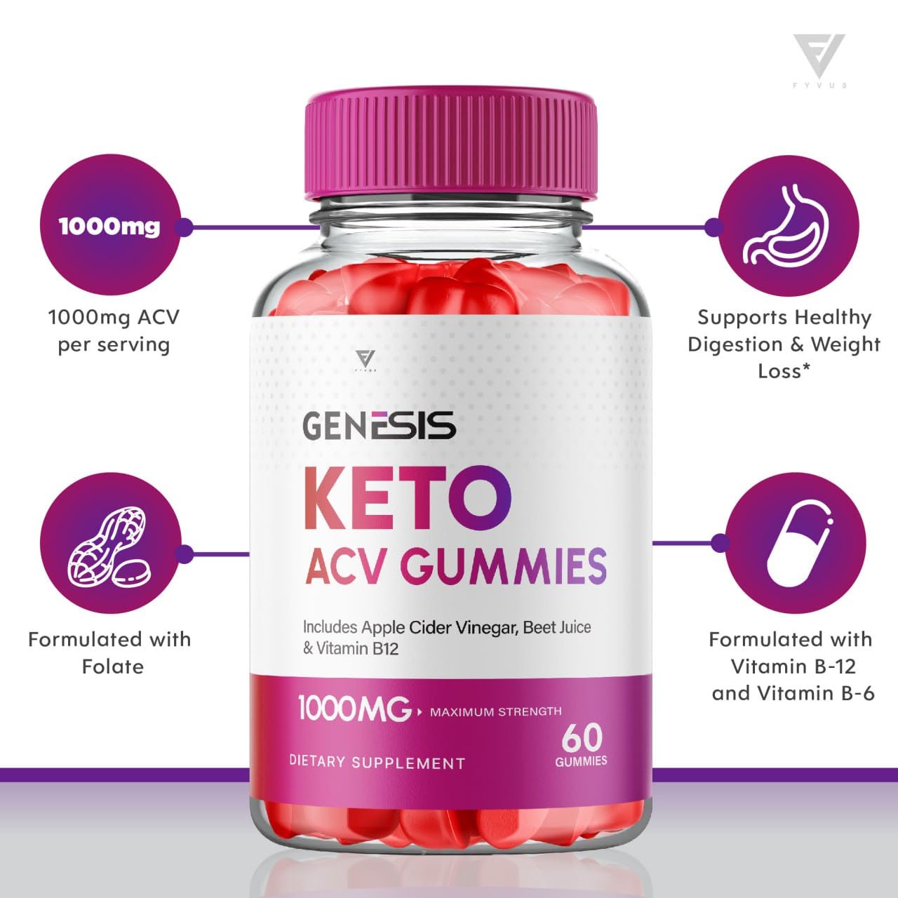 (2 Pack) Genesis Keto ACV Gummies, Genesis Keto Diet Supplement - Genesis Keto Gummies