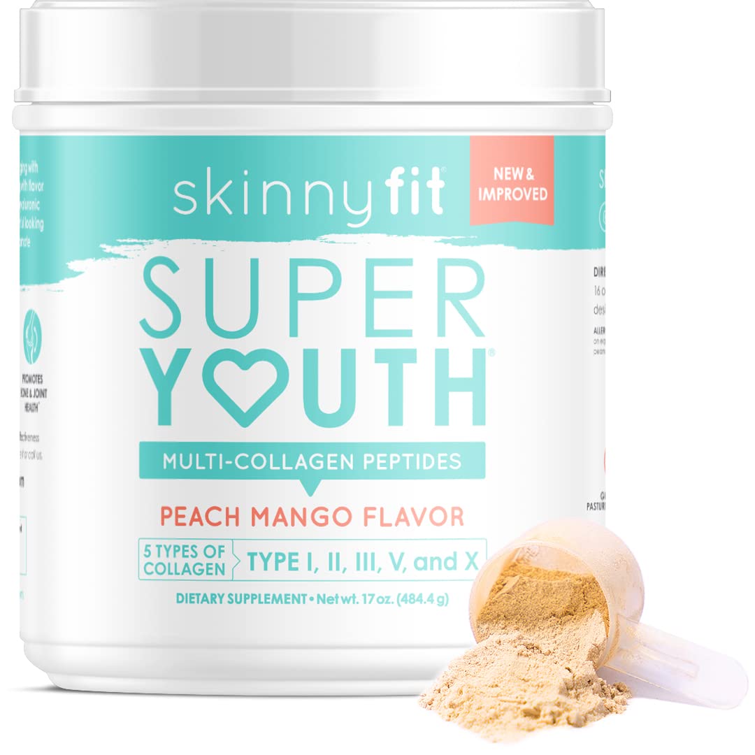 SkinnyFit Super Youth Multi-Collagen Peptides Plus Apple Cider Vinegar, Hyaluronic Acid