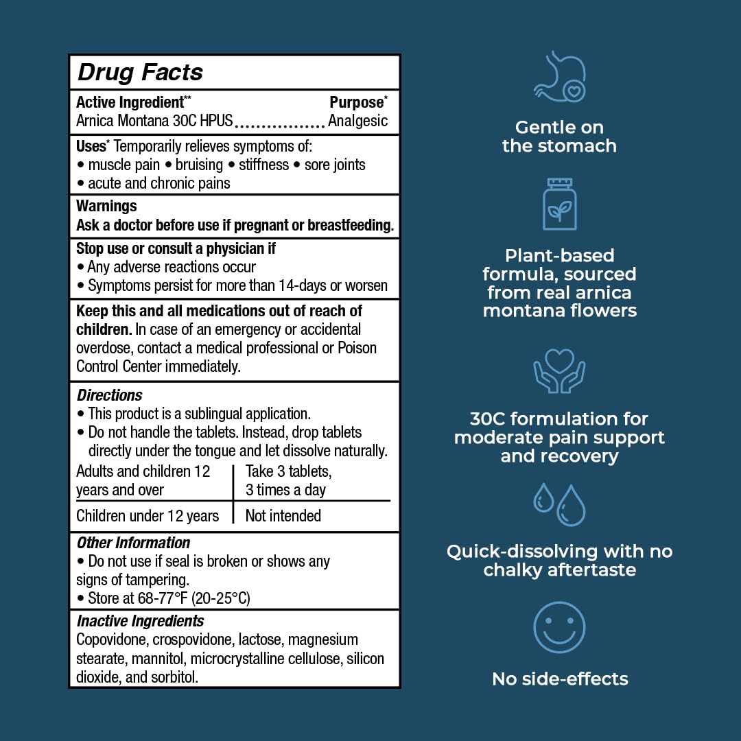 VitaMedica Arnica Montana 30C Rapid Dissolve Tablets for Natural Pain, Bruising, and Swelling Support - AB Mystery