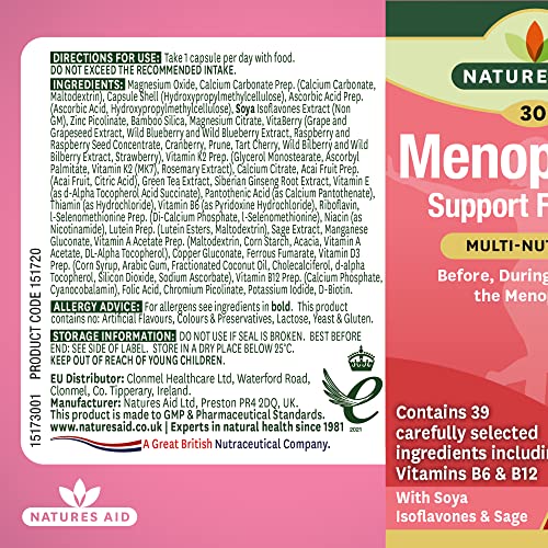 Natures Aid Menopause Support Formula 30caps - AB Mystery