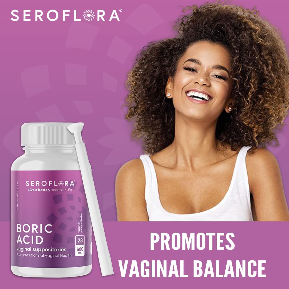 SEROVERA Seroflora Boric Acid Vaginal Suppositories 600 mg + Suppository Applicators Bundle - AB Mystery