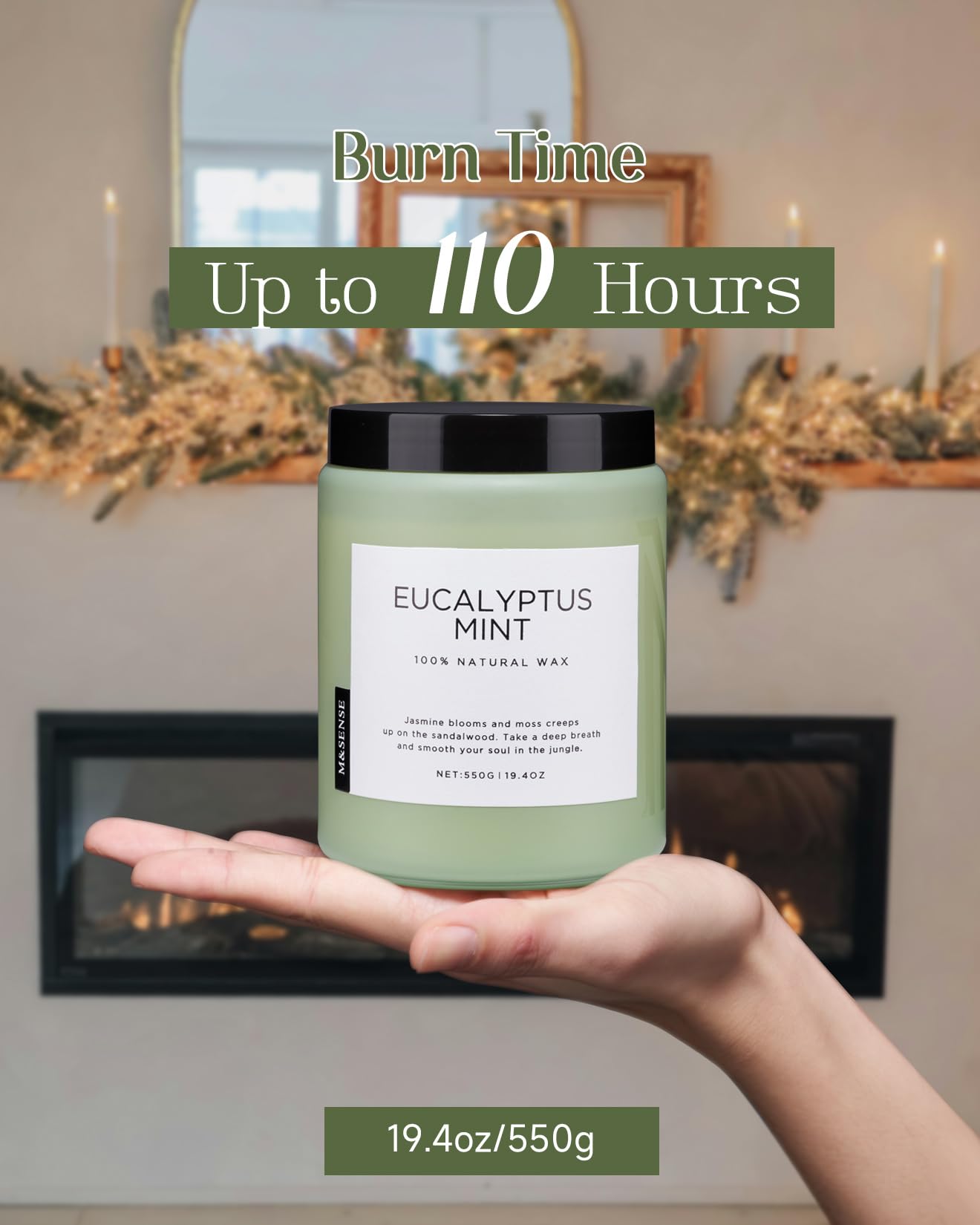M&SENSE Eucalyptus Mint Candles for Home Scented, 19.4oz 110 Hours Burn Soy Aromatherapy - AB Mystery