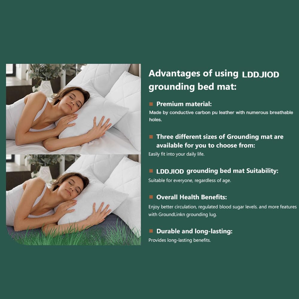 LDDJIOD Grounding Mat for Bed with 2 Grounding Cords, Conductive Grounding Sheet - AB Mystery
