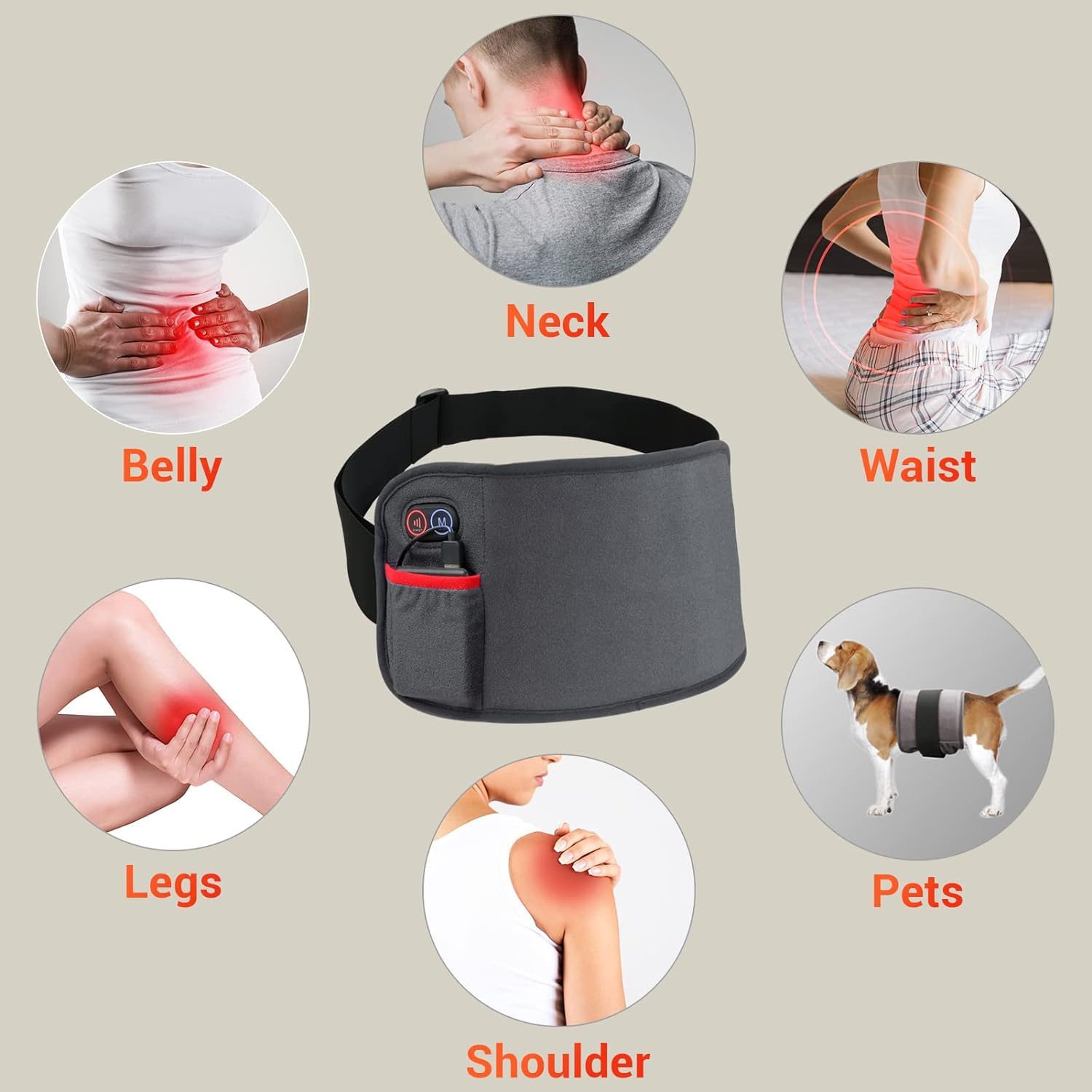 Comfytemp Red Light Therapy Belt, Cordless Infrared Red Light Therapy for Body Device, Wearable Red - AB Mystery